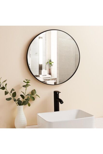 H&O Direct 40cm Nordic Round Framed Wall Hanging Mirror in Black - image 1