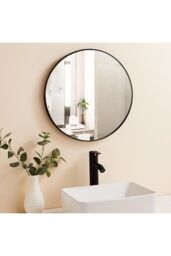 H&O Direct 40cm Nordic Round Framed Wall Hanging Mirror in Black - thumbnail 1