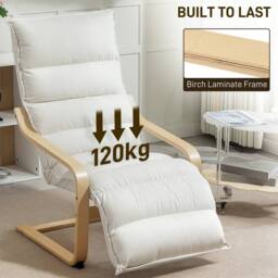 STILVORA Armchair with Adjustable Footrest in Cream Velvet - thumbnail 9