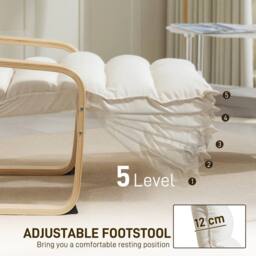 STILVORA Armchair with Adjustable Footrest in Cream Velvet - thumbnail 7