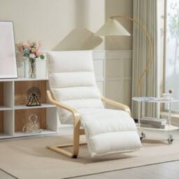 STILVORA Armchair with Adjustable Footrest in Cream Velvet - thumbnail 3