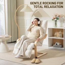 STILVORA Armchair with Adjustable Footrest in Cream Velvet - thumbnail 8