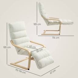 STILVORA Armchair with Adjustable Footrest in Cream Velvet - thumbnail 4