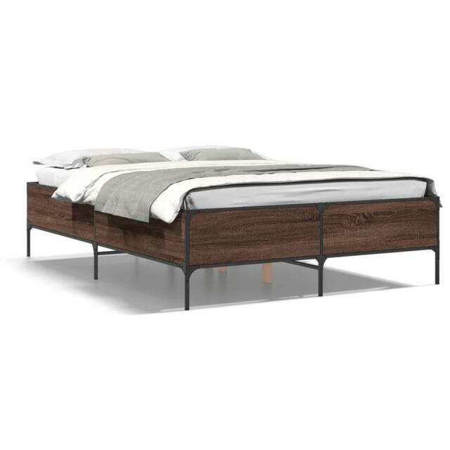 Berkfield Home Bed Frame without Mattress Brown Oak 150x200 cm King Size - image 1