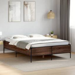 Berkfield Home Bed Frame without Mattress Brown Oak 150x200 cm King Size - thumbnail 2