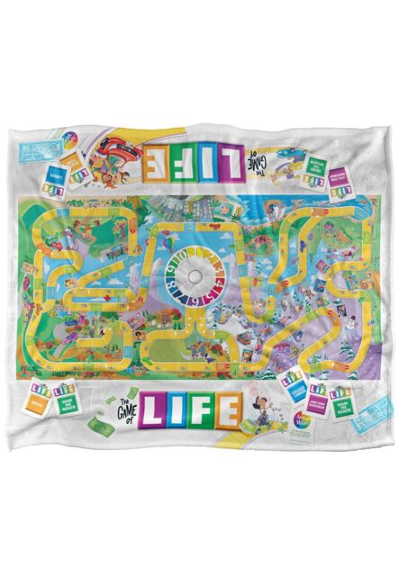 Hasbro The Game of Life Board Silky Touch Super Soft Throw Blanket 152x127cm in White - Size: 152x127 cm - image 1