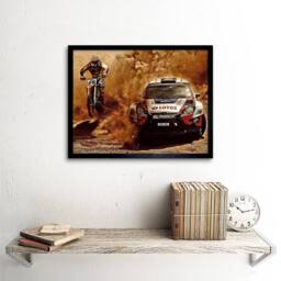 "Artery8 Photograph Sport Motocross Bike Rally Car Dirt Race Framed Art Print in Brown - Size: W12"" x H16""" - thumbnail 2