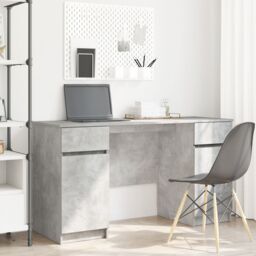 Berkfield Home Desk Concrete Grey 140x49x76 cm Engineered Wood - Size: 140 x 49 x 76 cm - thumbnail 1