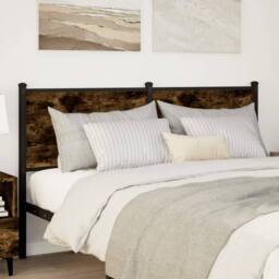 Berkfield Home Headboard Smoked Oak 150 cm Engineered Wood & Steel in Brown - thumbnail 2