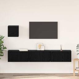 Berkfield Home TV Unit Set 4 pcs Black oak 60 x 30 x 30 cm Engineered wood - thumbnail 2