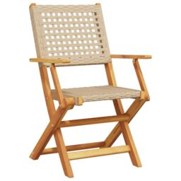 Berkfield Home Garden Chairs 2 pcs Beige Solid Wood Acacia & Poly Rattan - thumbnail 4