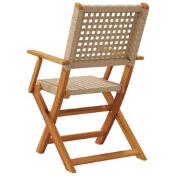 Berkfield Home Garden Chairs 2 pcs Beige Solid Wood Acacia & Poly Rattan - thumbnail 7