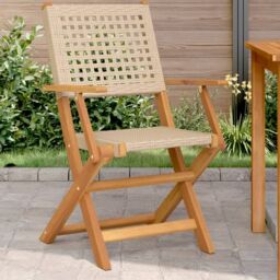 Berkfield Home Garden Chairs 2 pcs Beige Solid Wood Acacia & Poly Rattan