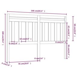 Berkfield Home Bed Headboard Black 166x4x100 cm Solid Wood Pine - Size: 166 x 4 x 100 cm - thumbnail 5