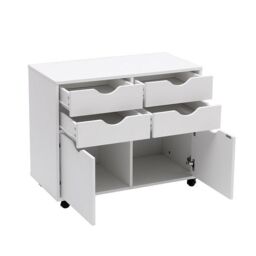 Moderna Mobile Filing Cabinet, Under Desk, Wardrobe or Makeup Storage Unit in White - thumbnail 3
