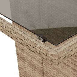 Berkfield Home Garden Table with Glass Top Beige 190x80x75 cm Poly Rattan - Size: 190 x 80 x 75 cm - thumbnail 8