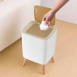 Nordara square 9L Nordic Bathroom Bin with Press Top Lid in White - thumbnail 3