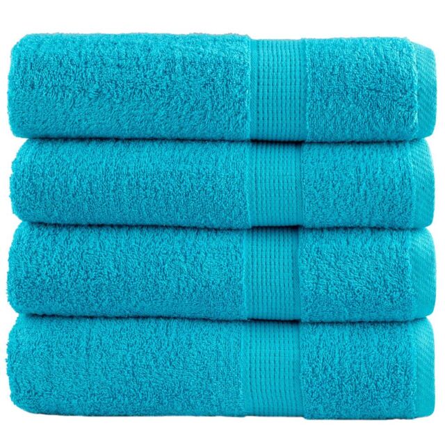 Berkfield Home Premium Shower Towels SOLUND 4 pcs Turquoise 70x140 cm 600 gsm in Blue - image 1