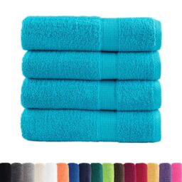Berkfield Home Premium Shower Towels SOLUND 4 pcs Turquoise 70x140 cm 600 gsm in Blue - thumbnail 2