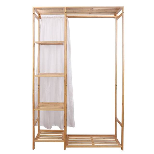 ERGOVEXA Clothes Rail Floor Coat Rack Wardrobe Hanging Shelf Luggage Stand in Brown - image 1