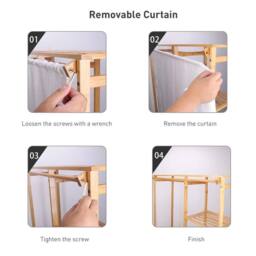 ERGOVEXA Clothes Rail Floor Coat Rack Wardrobe Hanging Shelf Luggage Stand in Brown - thumbnail 3