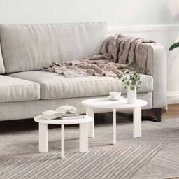 Berkfield Home Modern Coffee Table Set 2 pcs White 47.5 x 47.5 x 27 cm - thumbnail 2