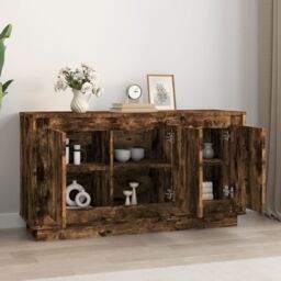 Berkfield Home Sideboard Smoked Oak 102x35x55 cm Engineered Wood in Brown - Size: 102 x 35 x 55 cm - thumbnail 3
