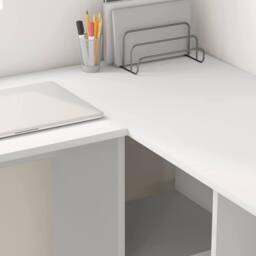Berkfield Home White White Computer Desk White Engineered wood Medium Computer Desk - thumbnail 4