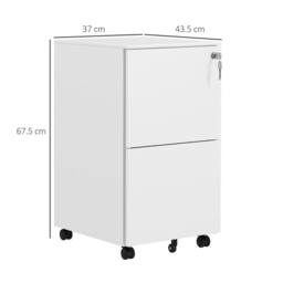 EONLION White-2-Drawer Vertical Filing Cabinet in White - Size: 100 cm - thumbnail 2