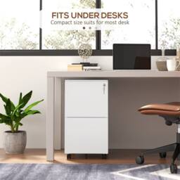 EONLION White-2-Drawer Vertical Filing Cabinet in White - Size: 100 cm - thumbnail 3