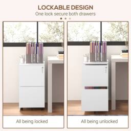 EONLION White-2-Drawer Vertical Filing Cabinet in White - Size: 100 cm - thumbnail 5