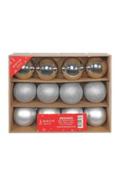 KDMD Silver Bauble on Wire - Matt Shiny Glitter 12 Pack - thumbnail 2