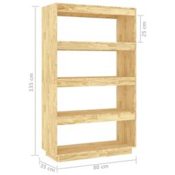 Berkfield Home Book Cabinet/Room Divider 80x35x135 cm Solid Pinewood in Light Tan - Size: 80 x 35 x 135 cm - thumbnail 8