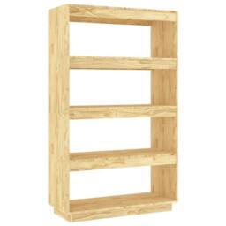 Berkfield Home Book Cabinet/Room Divider 80x35x135 cm Solid Pinewood in Light Tan - Size: 80 x 35 x 135 cm - thumbnail 1