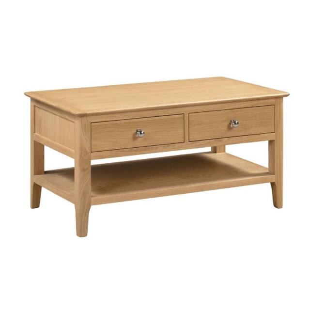 Cheshire Strathclyde Wooden Coffee Table With 2 Drawers in Oak in Light Oak - image 1