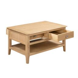 Cheshire Strathclyde Wooden Coffee Table With 2 Drawers in Oak in Light Oak - thumbnail 3