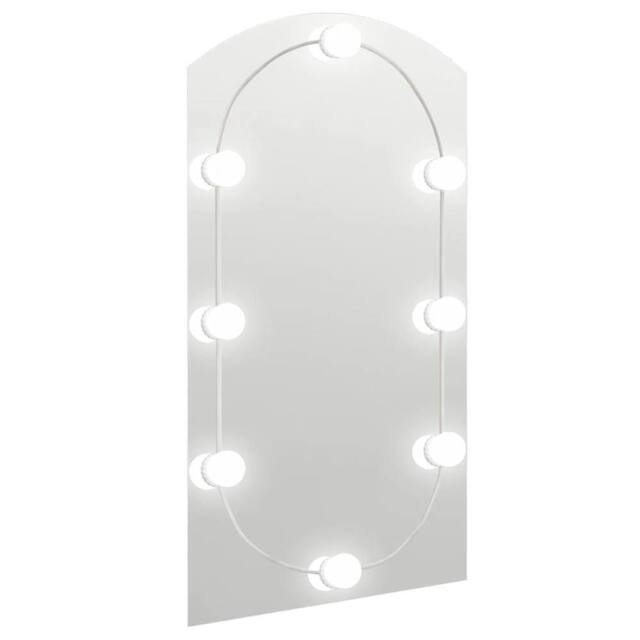 Berkfield Home Mirror with LED Lights 90x45 cm Glass Arch in Silver - image 1