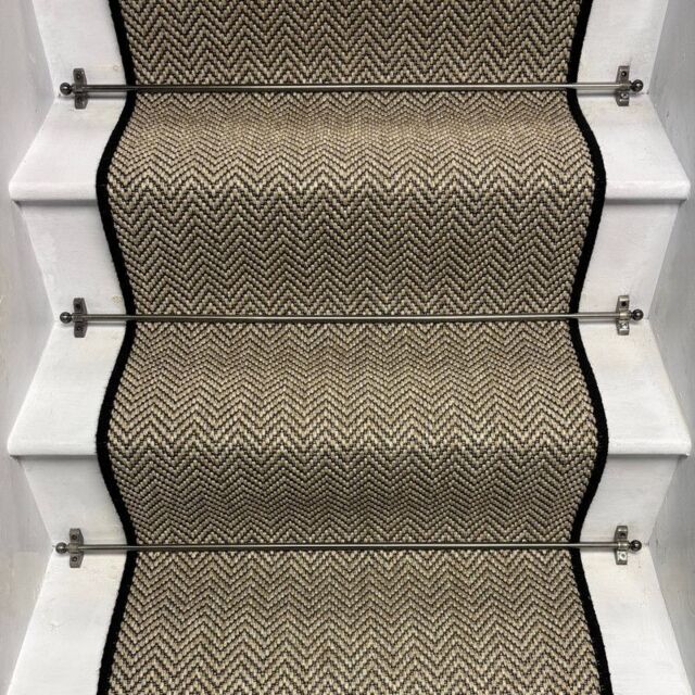 RainbowHome Herringbone Java Beige Stair Runner With 100% Pure Wool Edge - Size: 55 cm x 600 cm - image 1