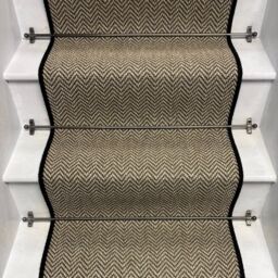 RainbowHome Herringbone Java Beige Stair Runner With 100% Pure Wool Edge - Size: 55 cm x 600 cm - thumbnail 1