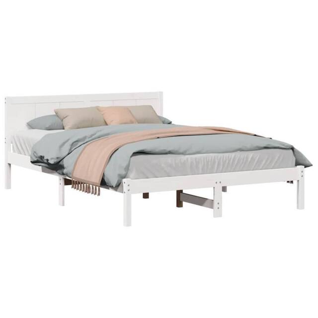 Berkfield Home White White Pine Bed Frame White Wood 150 x 200 cm Durable - image 1