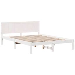 Berkfield Home White White Pine Bed Frame White Wood 150 x 200 cm Durable - thumbnail 3