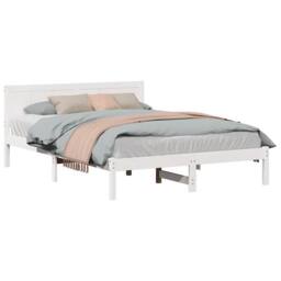 Berkfield Home White White Pine Bed Frame White Wood 150 x 200 cm Durable - thumbnail 1