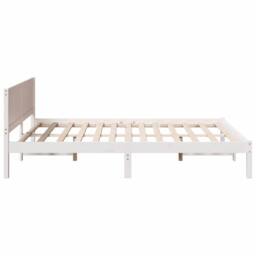 Berkfield Home White White Pine Bed Frame White Wood 150 x 200 cm Durable - thumbnail 6