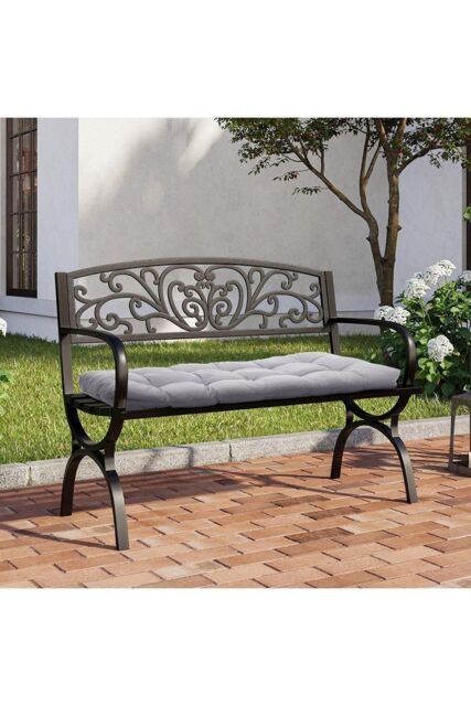 H&O Direct 130cm W x 50cm D Benches Seat Cushion in Grey - Size: 130 cm W x 50 cm D
