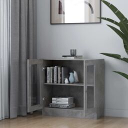 Berkfield Home Vitrine Cabinet Concrete Grey 82.5x30.5x80 cm Engineered Wood - thumbnail 3