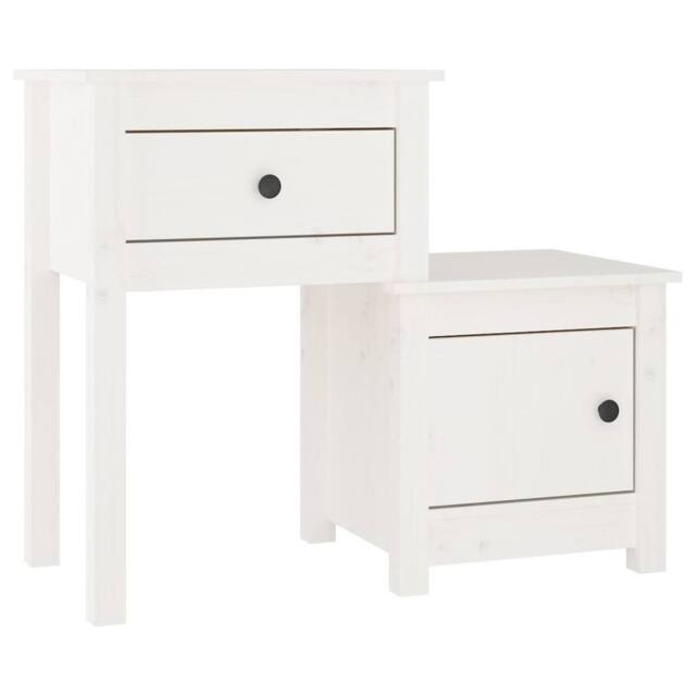 Berkfield Home Beautiful Bedside Cabinet 2 pcs White 79.5x38x65.5 cm Solid Wood Pine - image 1