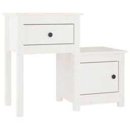 Berkfield Home Beautiful Bedside Cabinet 2 pcs White 79.5x38x65.5 cm Solid Wood Pine - thumbnail 1
