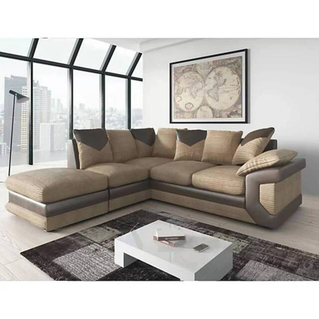 SNUG FURNITURE BIRMINGHAM LTD Dino Jumbo Cord Left Hand Facing Corner Sofa Brown & Beige