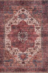 Kukoon Scarlet Distressed Soft Washable Liquid Repellent Living Room Area Rug in Burgundy - Size: 240 cm x 330 cm - thumbnail 2