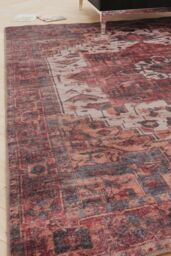 Kukoon Scarlet Distressed Soft Washable Liquid Repellent Living Room Area Rug in Burgundy - Size: 240 cm x 330 cm